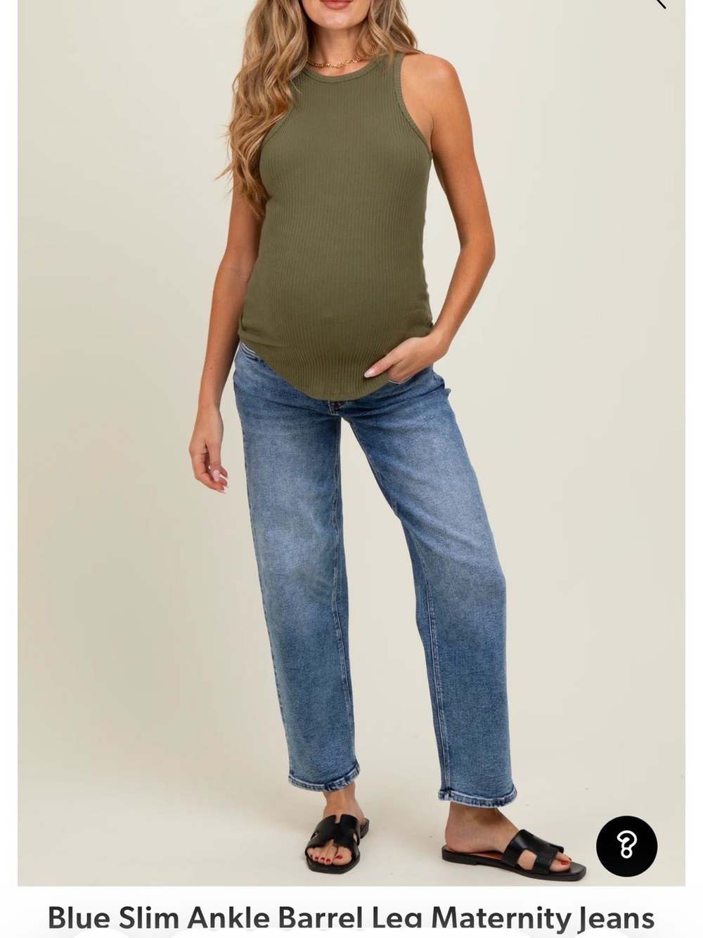 Pinkblush Dark Blue Maternity Ankle Jeans with Black Waist Panel - Picture 3 of 3
